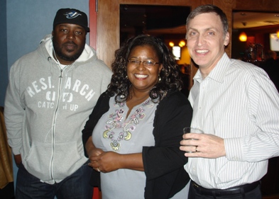Eric Njoya, Kim Davis and David Graling at 2012 bowling party