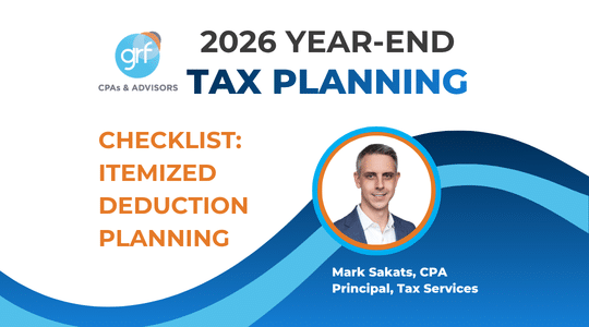2026 Year End Tax Planning Itemized Deduction Planning
